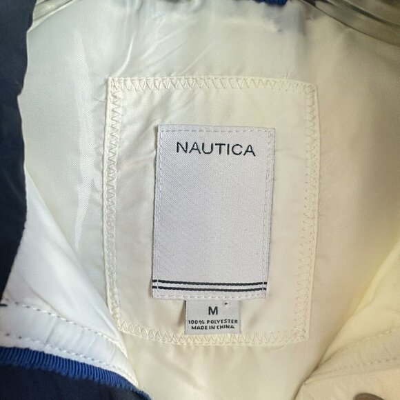 Nautica Puffer Vest Womens Medium Ivory Blue Anchor Buttons Layering - Picture 7 of 10
